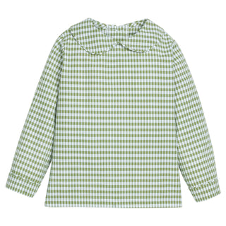 Peter Pan Collared Shirt - Watercress Gingham