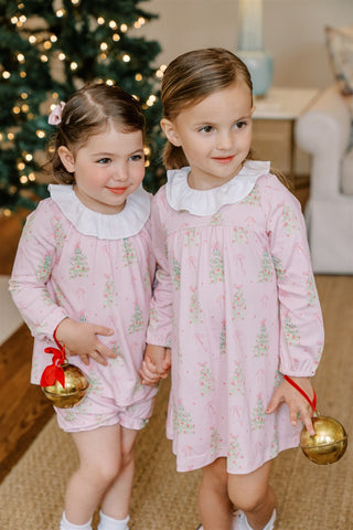 *PRE-ORDER* Pima Knit Ruffle-neck Dress - Pink Tinsel