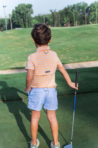 Boys Short-sleeve Pro Performance Polo - Orange Chiffon Stripe
