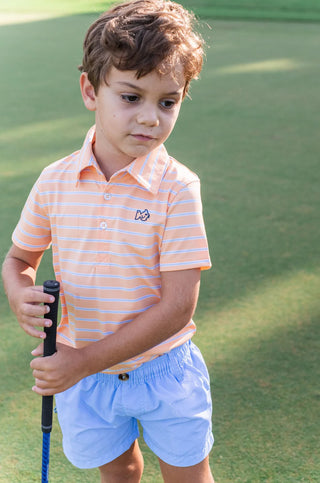 Boys Short-sleeve Pro Performance Polo - Orange Chiffon Stripe