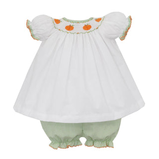 Bishop Bloomer Set with Smocking - Pumpkins