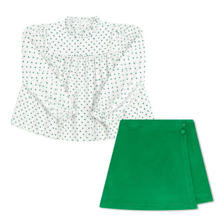 Natalie Blouse & Julia Skirt Set (Swiss Dot) - Mistletoe Green