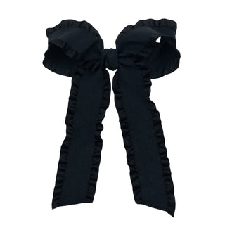 Double Ruffle Hair Bow With Tails - Black