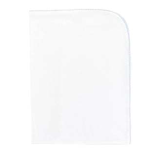 Pima Receiving Blanket with Crochet Trim - White with Blue