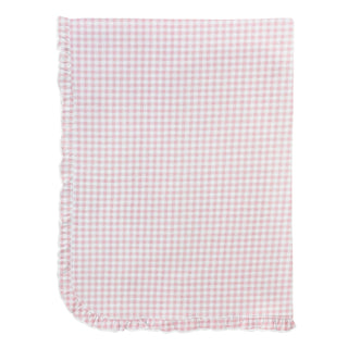 Printed Receiving Blanket with Ruffle - Pink Gingham