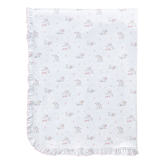 Printed Receiving Blanket with Ruffle - Tiny Baby Sheep