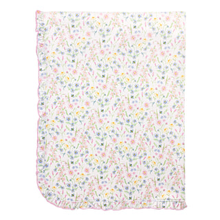 Printed Receiving Blanket with Ruffle - Spring Blush