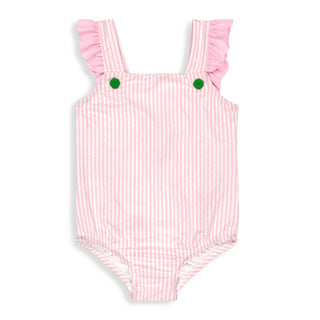 Mia Bathing Suit - Pink Bubble Stripe