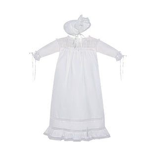 Sage Christening Gown with Matching Bonnet