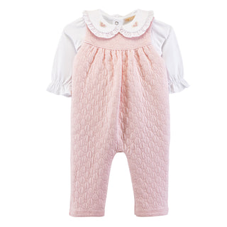 Girls Jacquard Overall Set - Pink