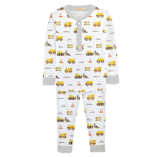 Boys Printed Pajama Set - Construction Trucks