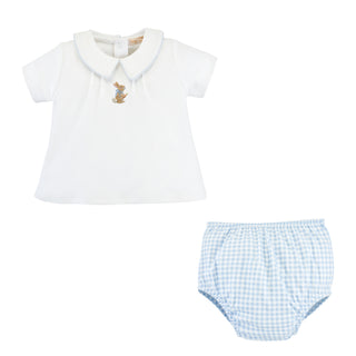 Boys Printed Diaper Cover Set with Hand-embroidery - Little Hop