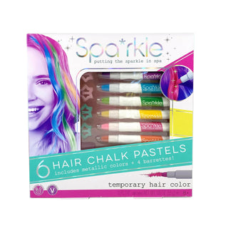 Sparkle 6 Hair Chalk Pastels & Barrettes Set