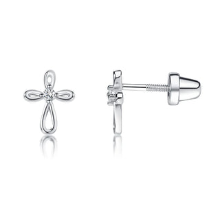 Sterling Silver Open Infinity Cross Earrings