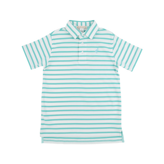 Prim & Proper Polo - Turks Teal Stripe