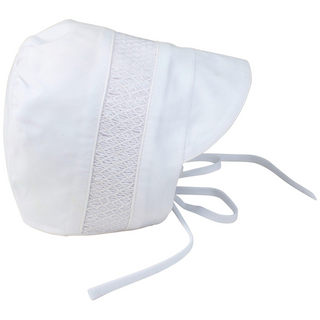 Boys Smocked Bonnet - White with White