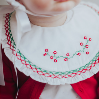 Holiday Bib with Floral Bullions