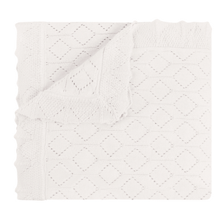 Lux Pointelle Knit Blanket - White
