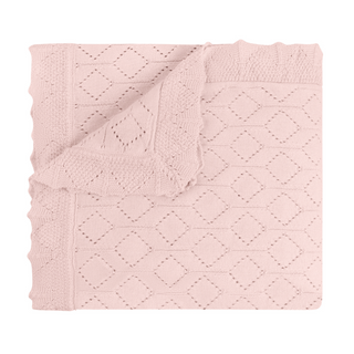 Lux Pointelle Knit Blanket - Pink