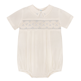 Boys Heritage Bleu Romper - Ivory with Blue