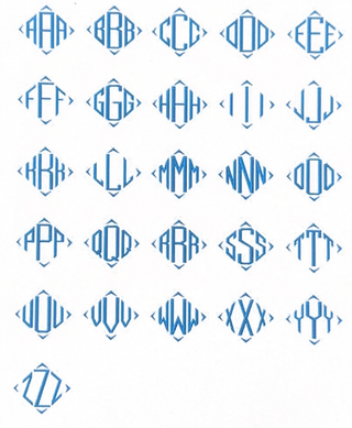 Diamond Set 4 with Corners Initial Font