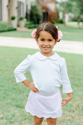 Girls 3/4 Sleeve Shirt with Picot Edge