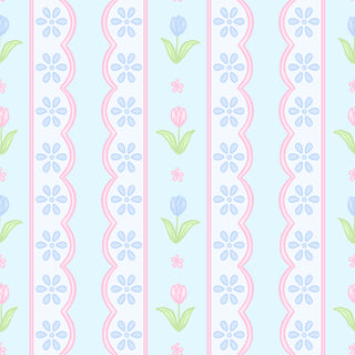 *PRE-ORDER* Blake Pima Knit Bubble - Blue Floral Scallop