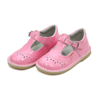 Ruthie Stitched T-Strap Mary Jane - Patent Leather Malibu Pink