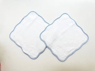 Scallop-edge Wash Cloth Set of 2 - Blue Stripe