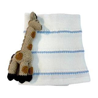 Pucker Texture with Stripe Baby Blanket - Blue