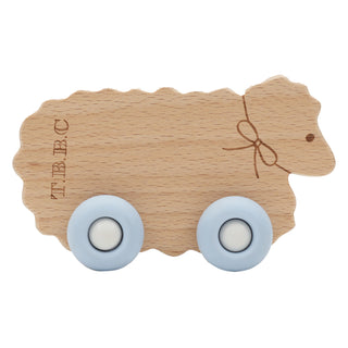 Sheep with Bow & Blue Wheels Teether