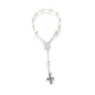 Sterling Silver Baby Rosary - White