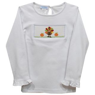 Girls Smocked Thanksgiving T-shirt