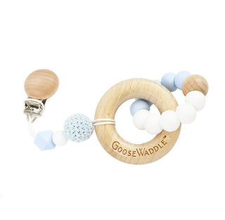 Wooden and Silicone Teether - Blue