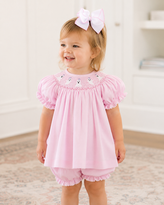 Bishop Bloomer Set with Hand-smocking - Ghosts