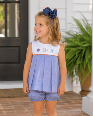 Girls Sleeveless Bloomer Set with Team Embroidery - Auburn