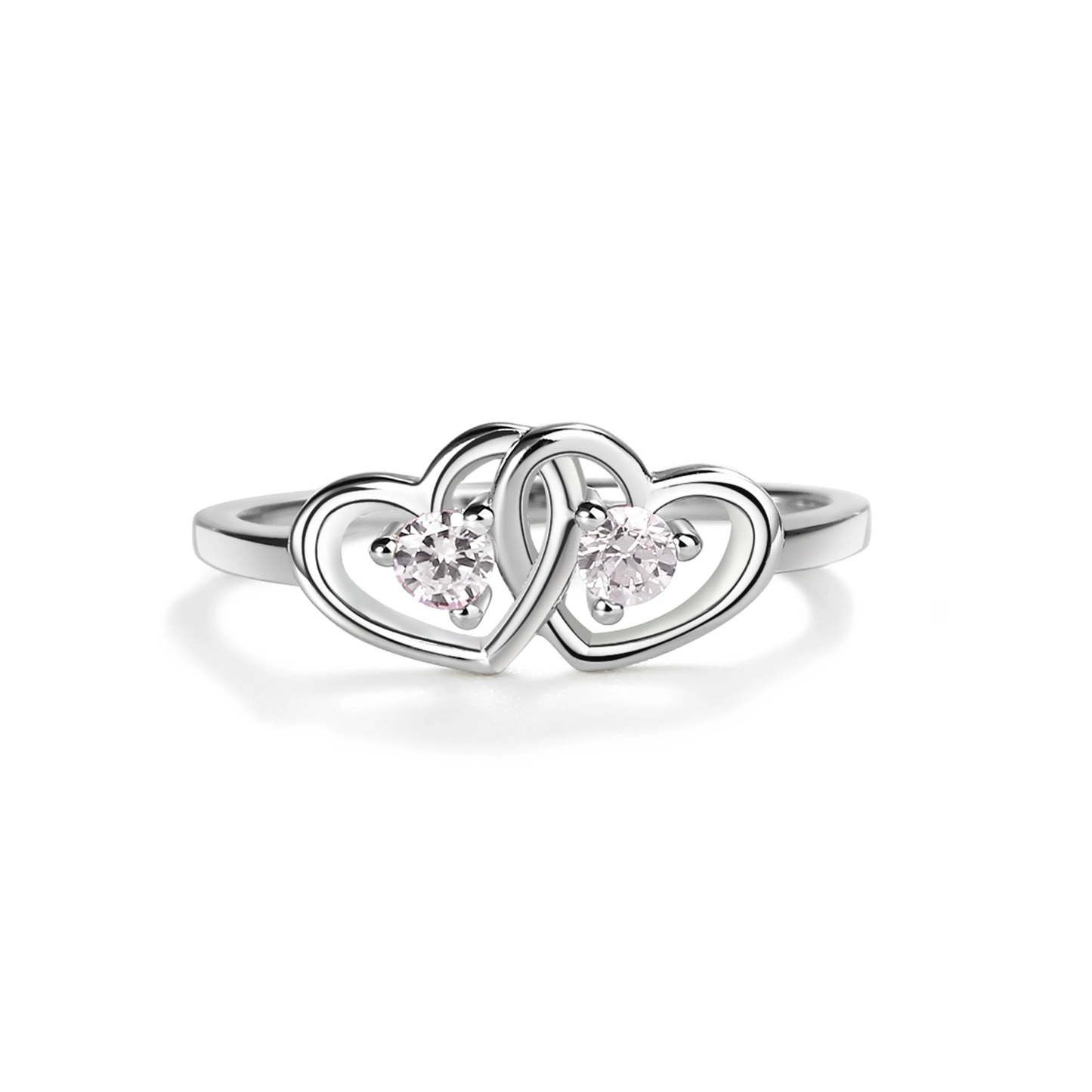 Double Hearts Baby Ring with Clear CZ
