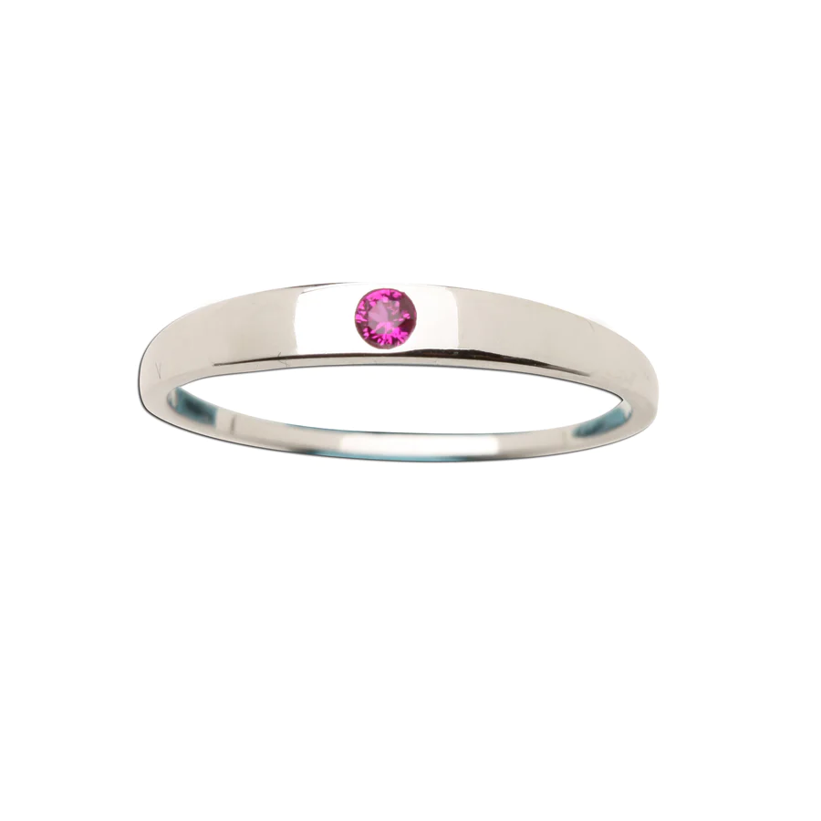 Sterling Silver Baby Ring with Ruby CZ