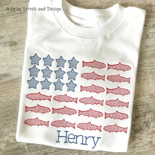 Patriotic Fish Flag Design with Name Monogram