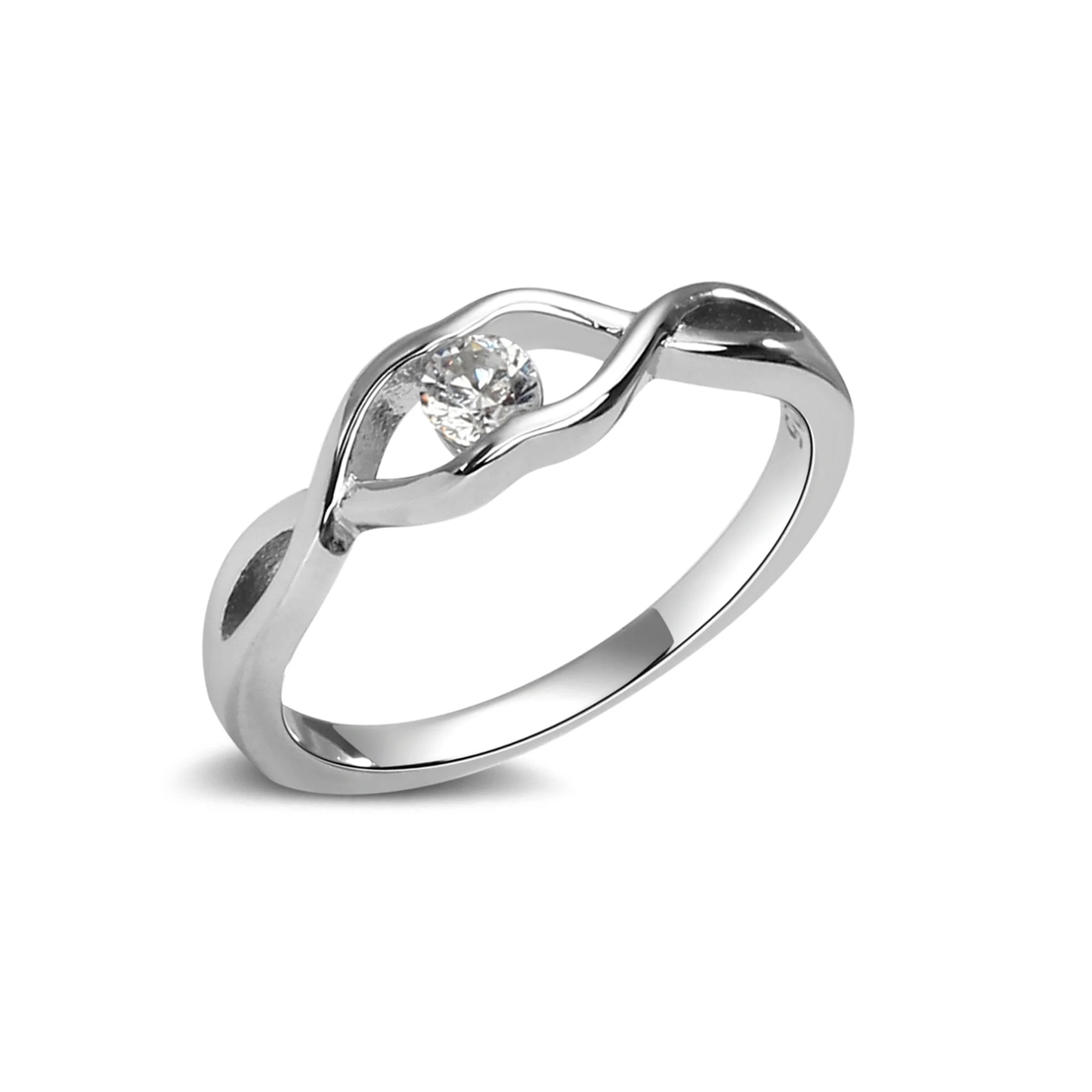 Sterling Silver Baby Ring with Twisted Band & Clear CZ