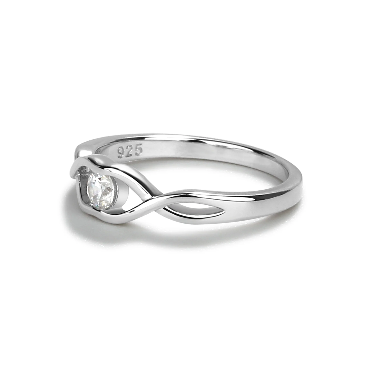 Sterling Silver Baby Ring with Twisted Band & Clear CZ