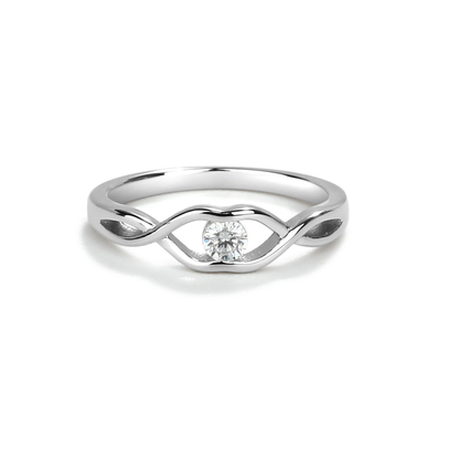 Sterling Silver Baby Ring with Twisted Band & Clear CZ