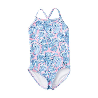 Girls Spring Tide Swimsuit - Oyster Print