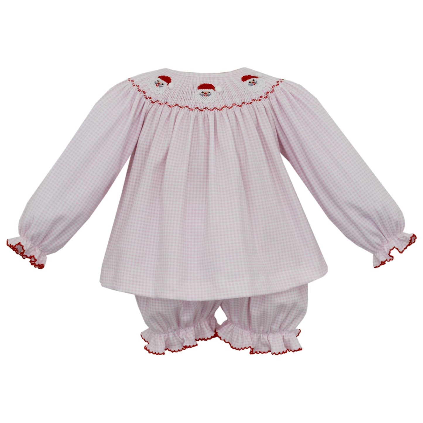 *PRE-ORDER* Girls Smocked Santa Knit Bloomer Set