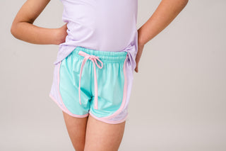 Elise Short - Totally Turquoise with Petal Purple and Cotton Candy Pink