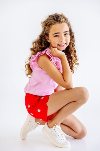 Ruehling Ruffle Top - Pier Party Pink