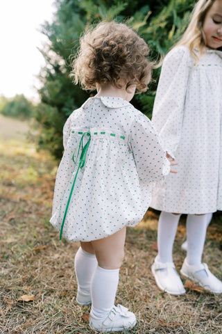 1956 Ribbon Dress (Swiss Dot) - Mistletoe Green
