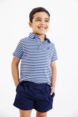 Prim & Proper Polo - Sumner County Stripe (Barbados Blue)