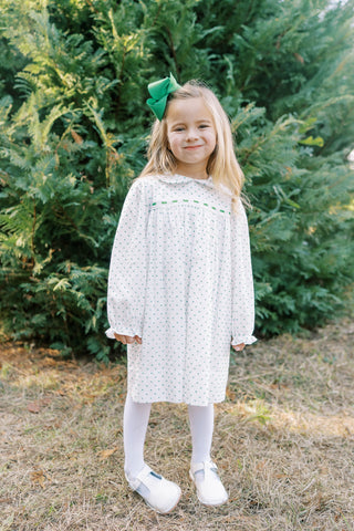 1956 Ribbon Dress (Swiss Dot) - Mistletoe Green
