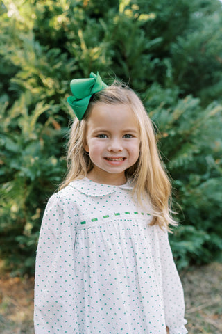 1956 Ribbon Dress (Swiss Dot) - Mistletoe Green